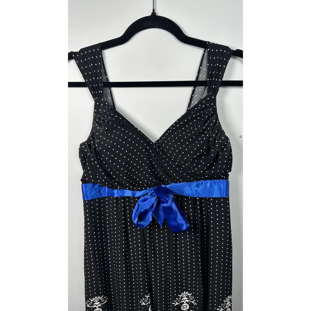 Vintage My Michelle Medium Dress Sweetheart Black White Blue Party Polka Dot - Picture 2 of 13
